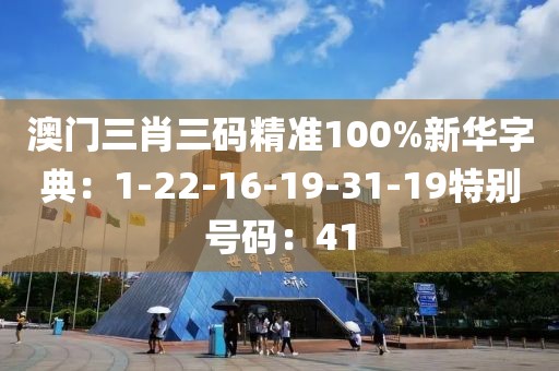 澳門三肖三碼精準100%新華字典：1-22-16-19-31-19特別號碼：41