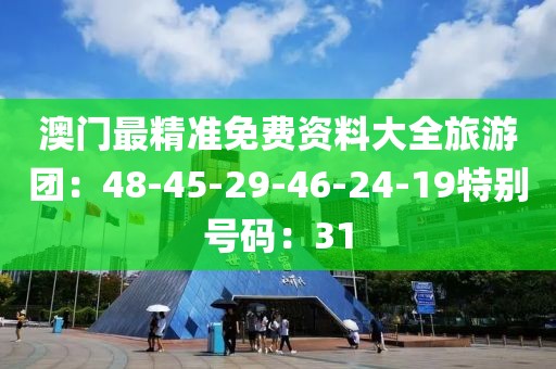 澳門最精準免費資料大全旅游團：48-45-29-46-24-19特別號碼：31