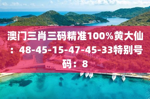 澳門三肖三碼精準100%黃大仙：48-45-15-47-45-33特別號碼：8
