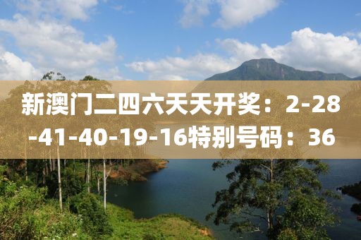 新澳門二四六天天開獎：2-28-41-40-19-16特別號碼：36