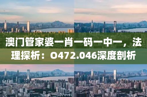 澳門管家婆一肖一碼一中一，法理探析：O472.046深度剖析