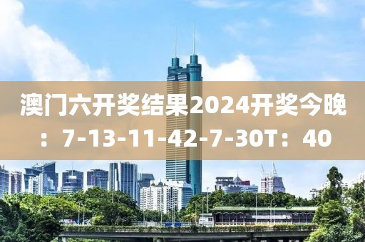 澳門六開獎結果2024開獎今晚：7-13-11-42-7-30T：40