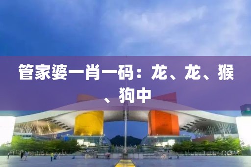管家婆一肖一碼：龍、龍、猴、狗中