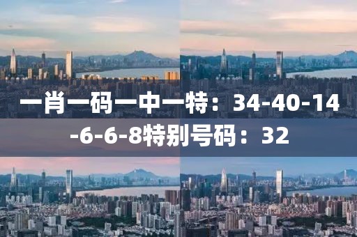 一肖一碼一中一特：34-40-14-6-6-8特別號碼：32
