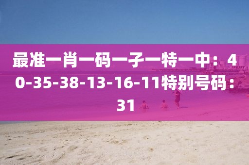 最準一肖一碼一孑一特一中：40-35-38-13-16-11特別號碼：31