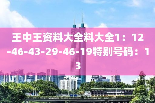 王中王資料大全料大全1：12-46-43-29-46-19特別號碼：13