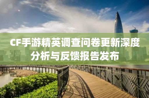 CF手游精英調查問卷更新深度分析與反饋報告發布