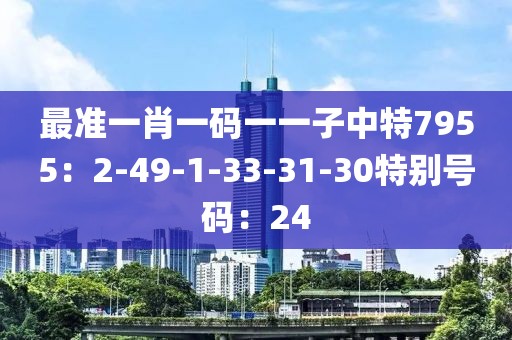 最準一肖一碼一一子中特7955：2-49-1-33-31-30特別號碼：24