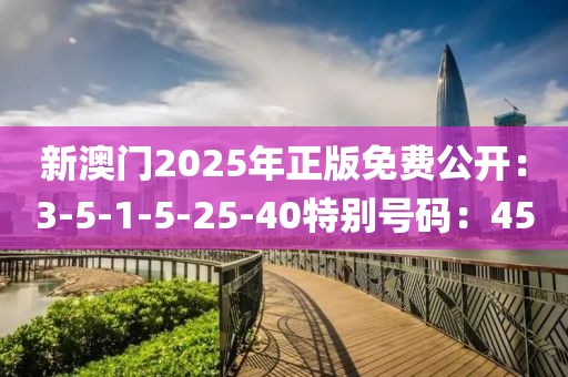 新澳門2025年正版免費公開：3-5-1-5-25-40特別號碼：45