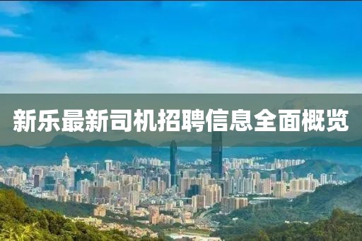 新樂最新司機招聘信息全面概覽