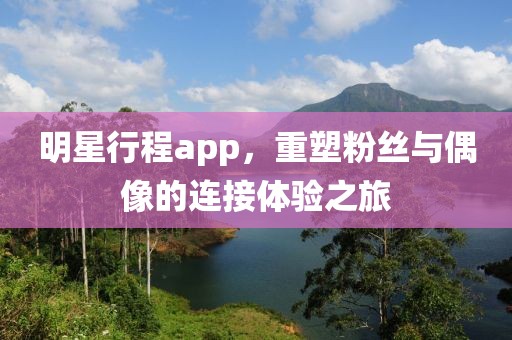 明星行程app，重塑粉絲與偶像的連接體驗之旅