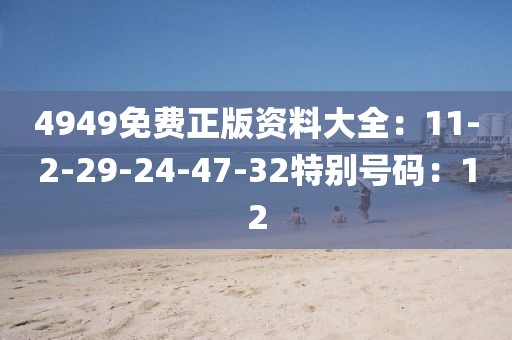 4949免費正版資料大全：11-2-29-24-47-32特別號碼：12