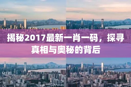 揭秘2017最新一肖一碼，探尋真相與奧秘的背后