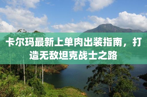 卡爾瑪最新上單肉出裝指南，打造無敵坦克戰士之路