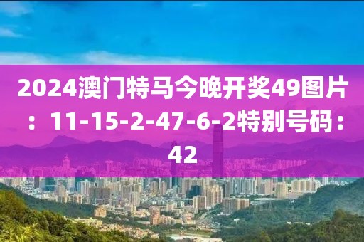 2024澳門特馬今晚開獎49圖片：11-15-2-47-6-2特別號碼：42