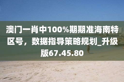 澳門一肖中100%期期準海南特區號，數據指導策略規劃_升級版67.45.80