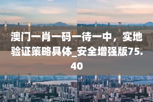 澳門一肖一碼一待一中，實地驗證策略具體_安全增強版75.40
