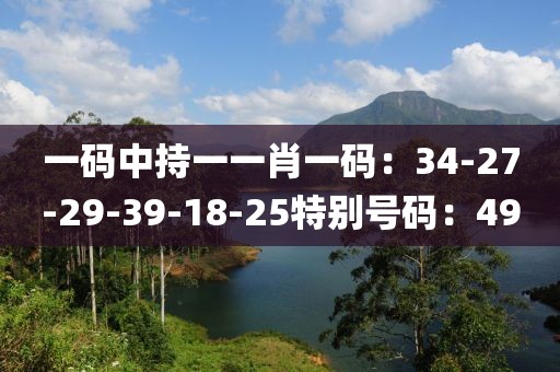 一碼中持一一肖一碼：34-27-29-39-18-25特別號碼：49
