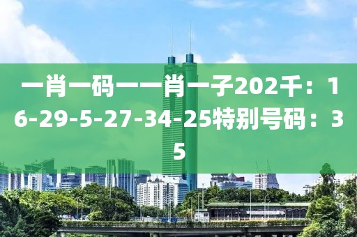 一肖一碼一一肖一子202千：16-29-5-27-34-25特別號碼：35