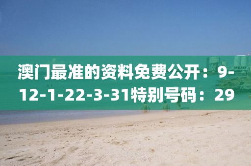澳門最準的資料免費公開：9-12-1-22-3-31特別號碼：29
