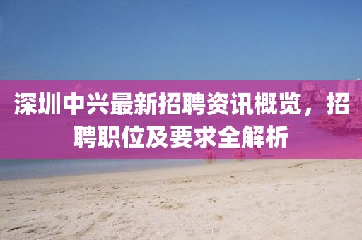深圳中興最新招聘資訊概覽，招聘職位及要求全解析