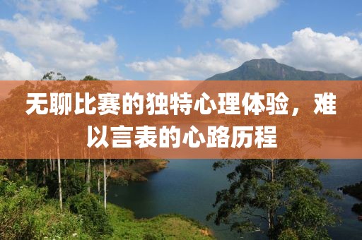 無聊比賽的獨特心理體驗，難以言表的心路歷程