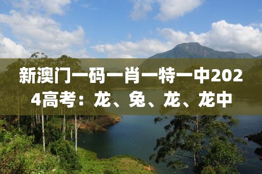新澳門一碼一肖一特一中2024高考：龍、兔、龍、龍中