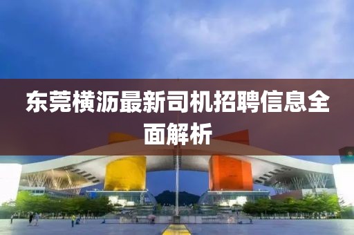 東莞橫瀝最新司機招聘信息全面解析