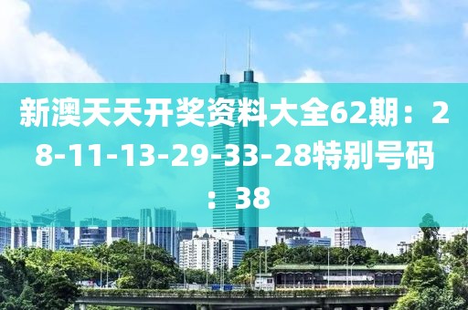 新澳天天開獎資料大全62期：28-11-13-29-33-28特別號碼：38