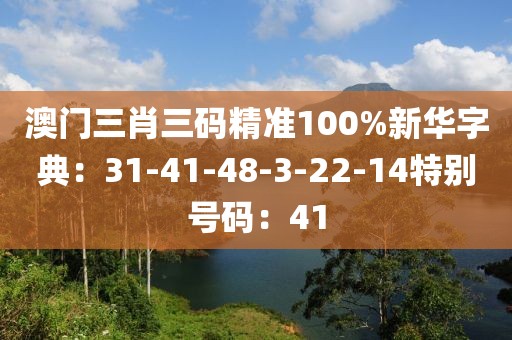 澳門三肖三碼精準100%新華字典：31-41-48-3-22-14特別號碼：41