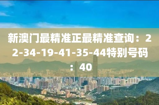 新澳門最精準正最精準查詢：22-34-19-41-35-44特別號碼：40