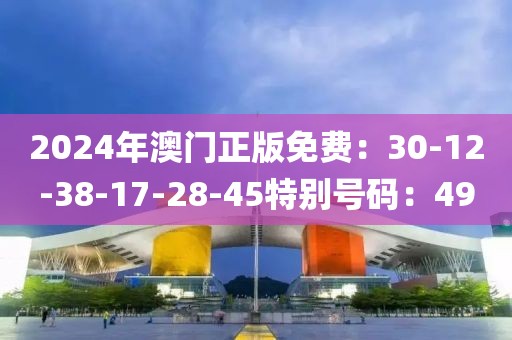 2024年澳門正版免費：30-12-38-17-28-45特別號碼：49