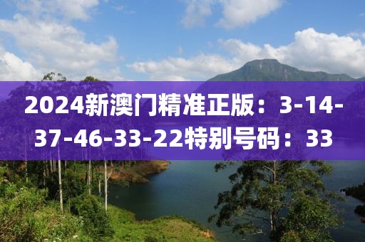2024新澳門精準正版：3-14-37-46-33-22特別號碼：33