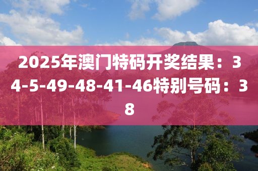 2025年澳門特碼開獎結果：34-5-49-48-41-46特別號碼：38