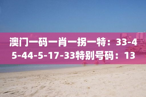 澳門一碼一肖一拐一特：33-45-44-5-17-33特別號碼：13